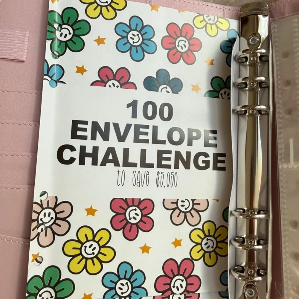 100 Envelope Savings Challenge Binder $5050 Money Budget Planner Pink New